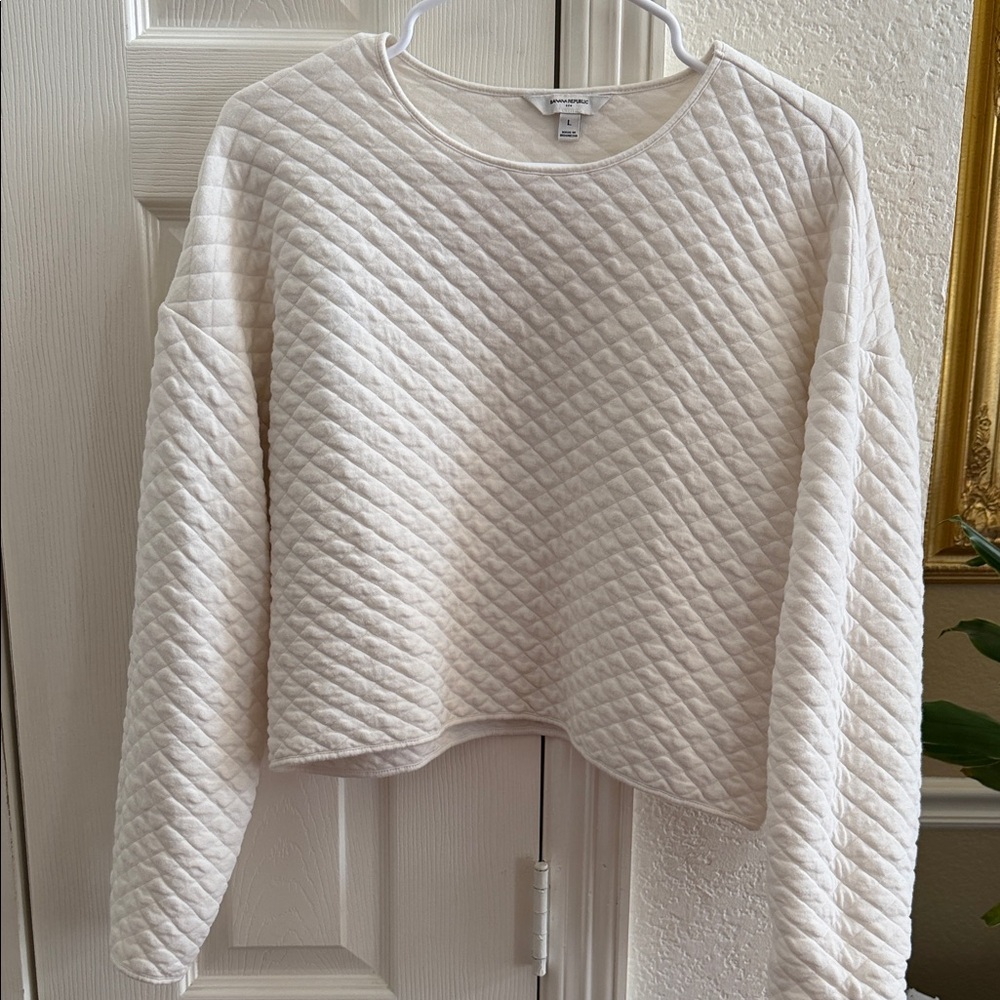 Banana Republic Cream Quilted Sweater